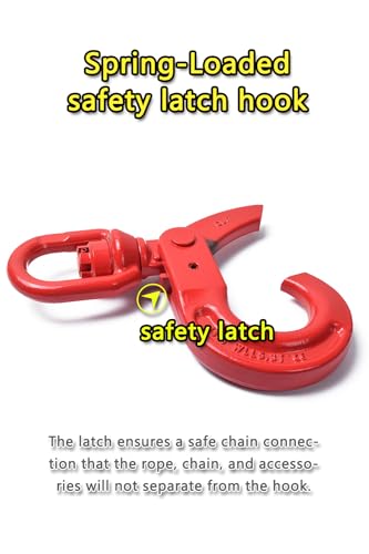 Swivel Self Locking Hook 11684 lbs Heavy Duty Swivel Lifting Hook Swivel Lifting Hook Hoist Hook Sling Heavy Cargo 【5.3ton】 (5.3t)