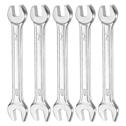 5pcs Double Open End Wrench 7mm x 8mm Metric 15 Degree Offset Angle Small Flat Head Wrench Galvanizing Open Ended Spanner for Automotive Repair Furniture Assembly (7mm x 8mm)