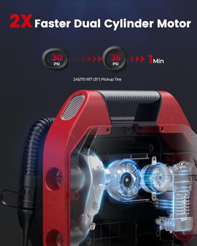 S6SE Tire Inflator Portable Air Compressor (Red / 15600 mAh)