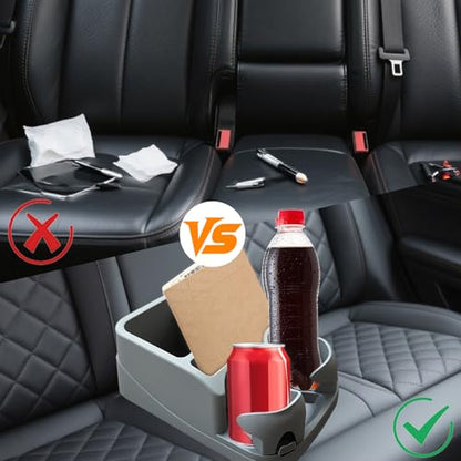 Car Center Console with Adjustable Cup Holders (Gray)