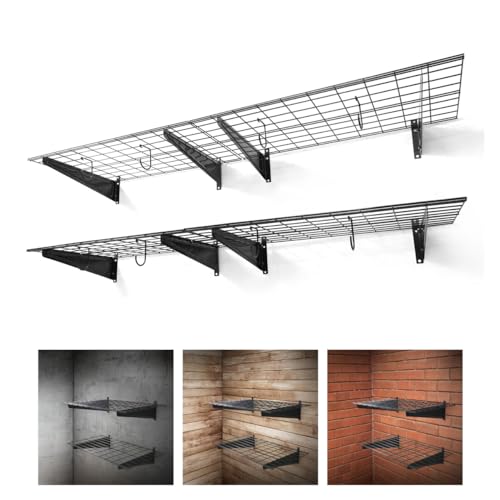 Fencer Wall Mounted Garage Shelving (6 ft. x 1.5 ft. Pack of 2 / Black)
