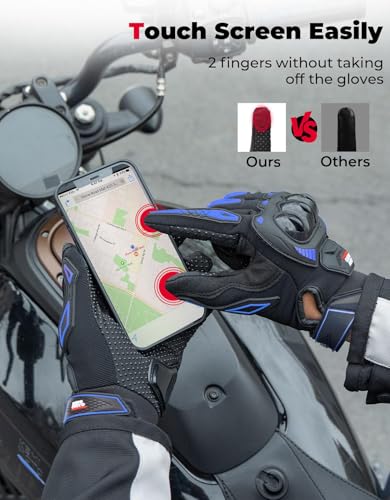 Motorcycle Gloves for Men (Blue / XX-Large)