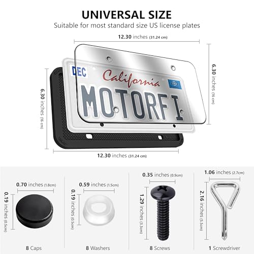 Black Silicone License Plate Frames 2 Pack (License Plate Frames with Covers)