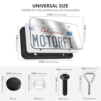 Black Silicone License Plate Frames 2 Pack (License Plate Frames with Covers)