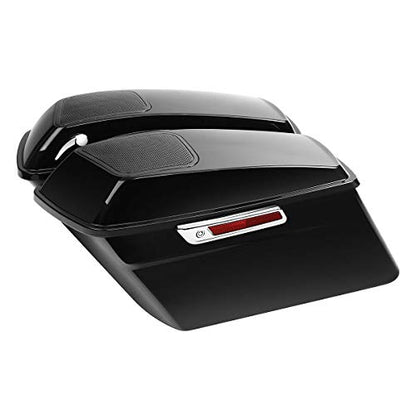 Vivid Black Hard Saddlebags with 6x9 Cut Out Speaker Lids Fit for Harley Touring Road King Street Glide Electra Ultra 2014 (Vivid Black 5# / For 2014-later)