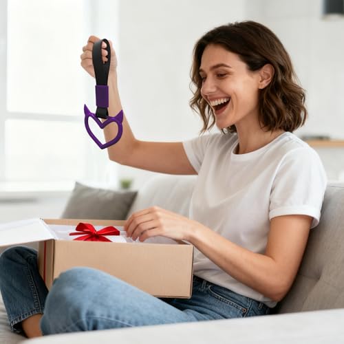 2 Pcs Devil Heart Shaped Car Handle Strap (Purple)