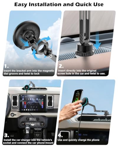 Extended 15W Magnetic Wireless Car Charger Phone Mount for Ford Bronco 2021 (Extended)