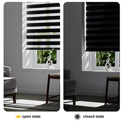 Cordless Zebra Blinds for Windows Free (34"w X 47"h / Black)