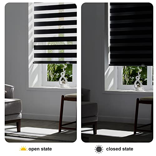 Custom Size Cordless Zebra Blinds for Windows Free (Custom Size / Black)