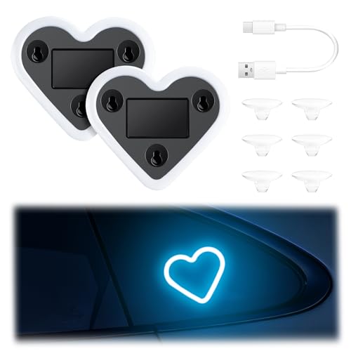 Heart Shaped Solar Powered Car LED Interior Ambient Light (Ice Blue / 2PCS)
