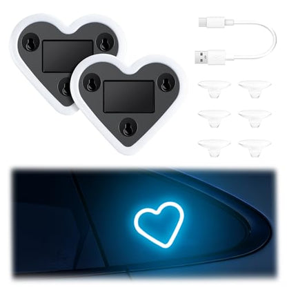 Heart Shaped Solar Powered Car LED Interior Ambient Light (Ice Blue / 2PCS)