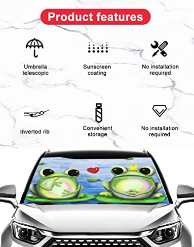 Cute Frog Lover Car Windshield Umbrella (One Size / Cute Frog Lover)