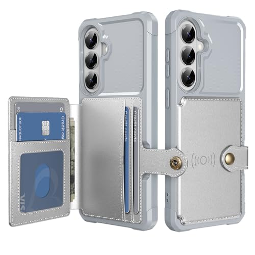 For Samsung Galaxy S26 Plus Card Holder Case (Silver / Galaxy S26 Plus)