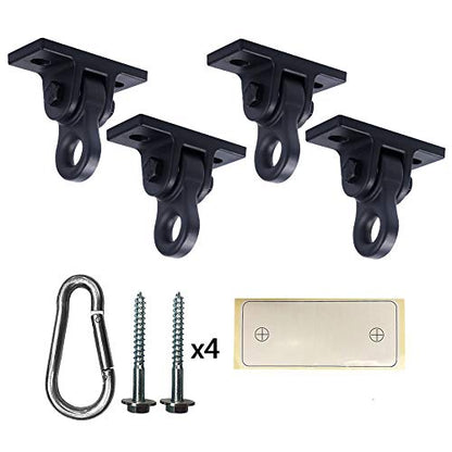 Heavy Duty Black Swing Hangers Screws Bolts Included Over 5000 lb Capacity Playground Porch Yoga Seat Trapeze Wooden Sets Indoor Outdoor (4 Pack / 4 Packs Black)