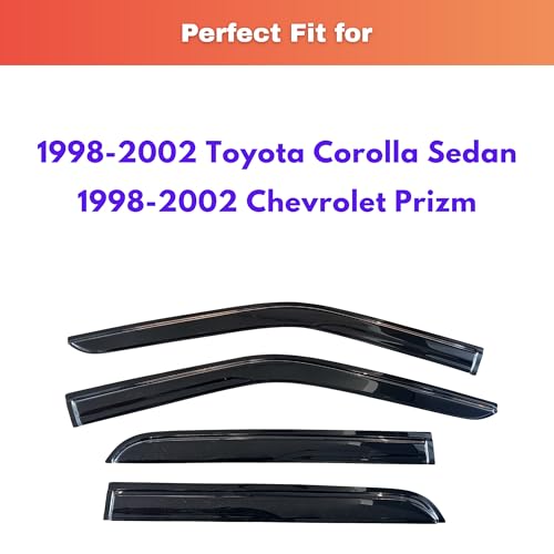 Rain Guards Window Visors for 1998 (1998-2002 Corolla Sedan & 1998-2002 Prizm)