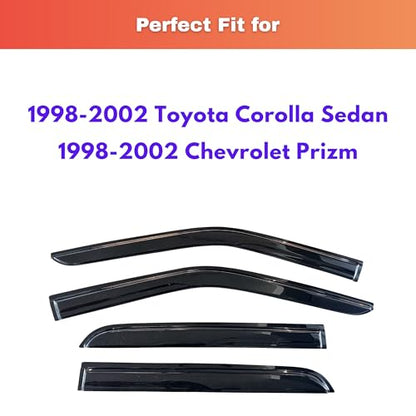 Rain Guards Window Visors for 1998 (1998-2002 Corolla Sedan & 1998-2002 Prizm)