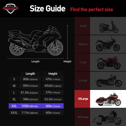 Ultimum Series Motorcycle Cover Waterproof All Weather Protection Universal Heavy Duty Night Reflector with Lock (XXL)