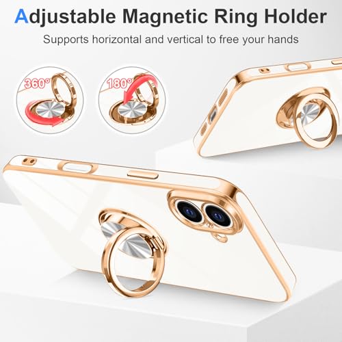 Designed for iPhone 16 Case with Ring Stand Slim White (White / 6.1'' iPhone 16)