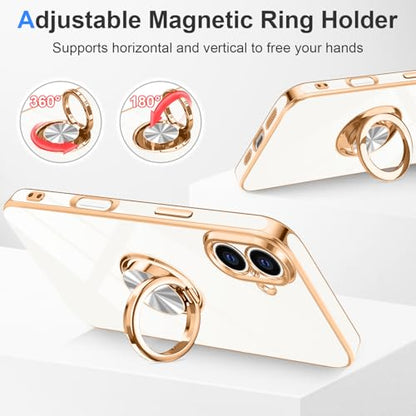 Designed for iPhone 16 Case with Ring Stand Slim White (White / 6.1'' iPhone 16)