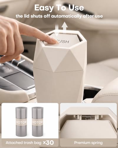Car Trash Can with Lid (Beige)