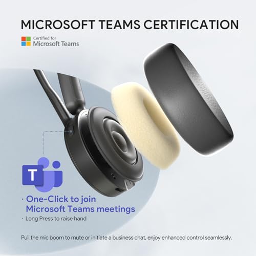 BH70 Teams Bluetooth Headset with Mic for Work (Black (Teams) / Dual (USB-C to A))