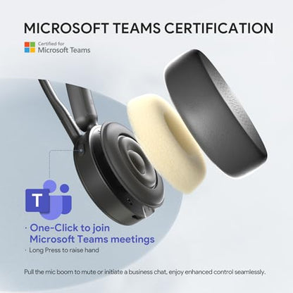 BH70 Mono Bluetooth Teams Headset with AI Mic for Work from Home PC (Black (Teams) / Mono (USB-C to A))