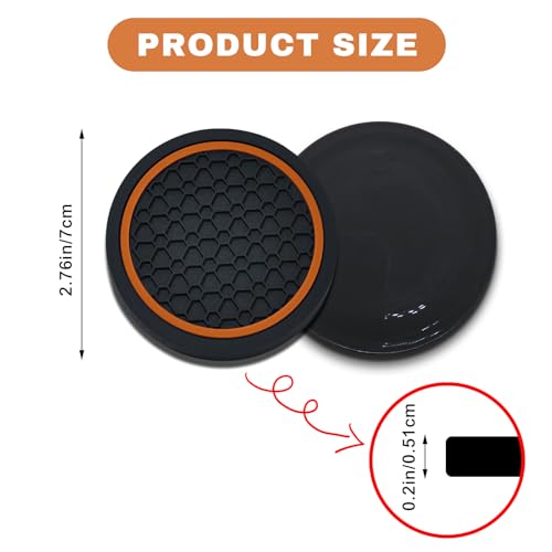 4PCS Car Cup Holder Coasters (Black/Orange)