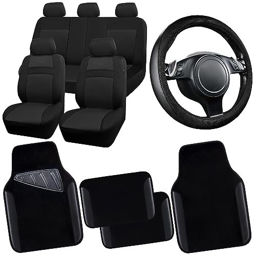 3D Air Mesh Car Seat Covers Full Sets w (Black black)