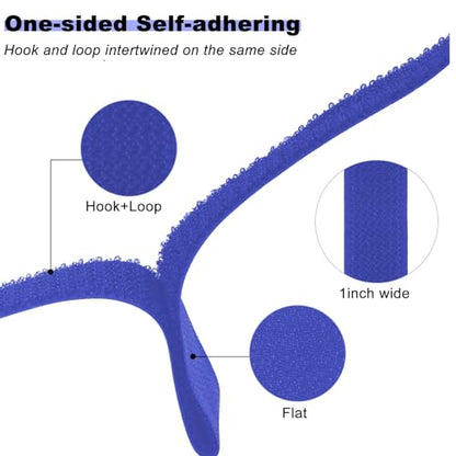 1"x16ft Hook and Loop Straps with 25 Metal Buckles (1in x 16ft Blue)