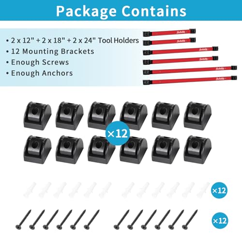 12" 18" 24" Magnetic Tool Holder Strip (Red 6PC / 12" 18" 24")