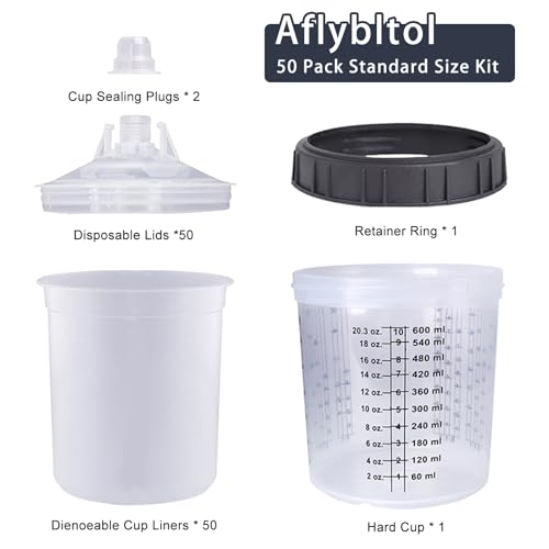 Disposable Paint Sprayer Mixing Cup for Automotive Paint Gun (20 Ounce Kit)