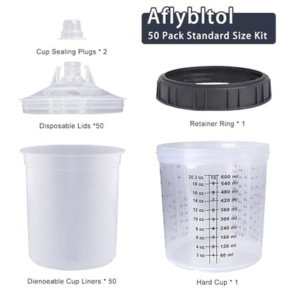 Disposable Paint Sprayer Mixing Cup for Automotive Paint Gun (20 Ounce Kit)
