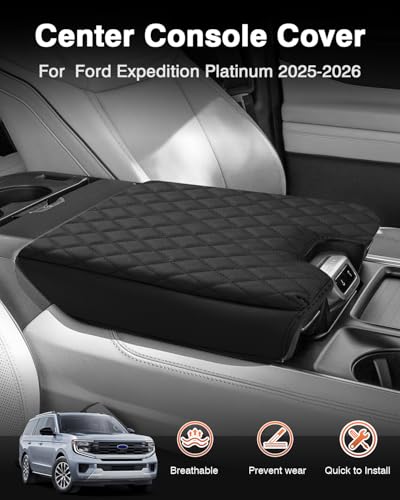 Custom for 2026 2025 Ford Expedition Platinum Center Console Cover Armrest Cover for Expedition Accessories Armrest Cushion Pad Leather Middle Console Cover Seat Box Protector Anti (Size for Ford Expedition Platinum 2025-2026)