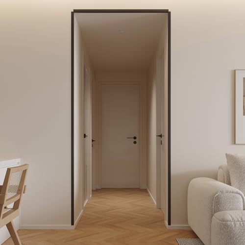 Wall Corner Protector 3PCS 45" Corner Molding Trim Black Wood Grain Corner Trim Decorative Strips for Door and Window Frames Mirror Edges Ceramic Tiles (Black)