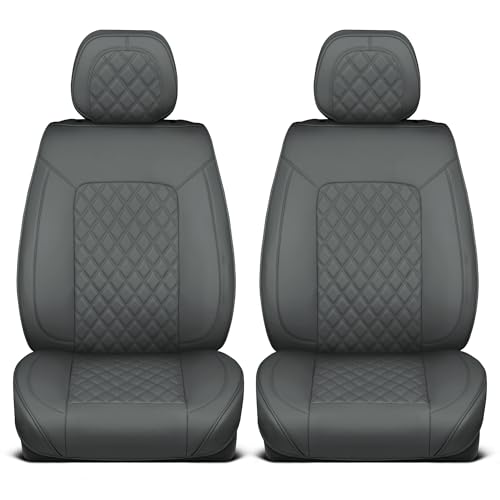 Curated Ashen Napa Leather Seat Covers for Cars & SUVs (Gray (Ashen) / Front Seats)