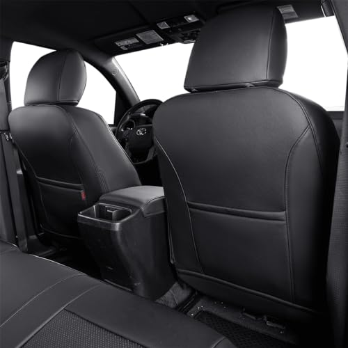 Custom Fit Tacoma Car Seat Covers for Toyota Tacoma 2024 2025 2026 Xtra Cab SR (Leather (Black) / 2024-2026 Tacoma Xtra Cab Front Row)