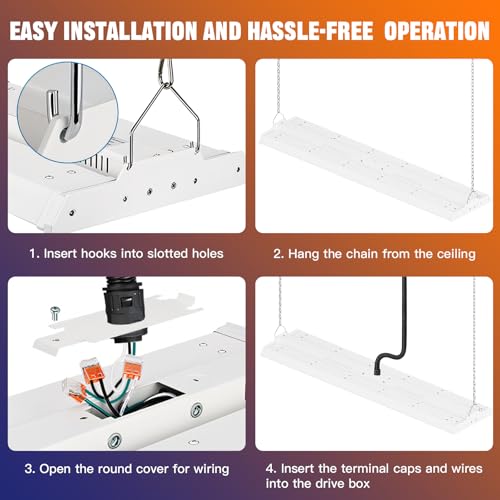 300/240/200W LED Linear High Bay Light 45000LM 5000K 120-277V, 4-Pack