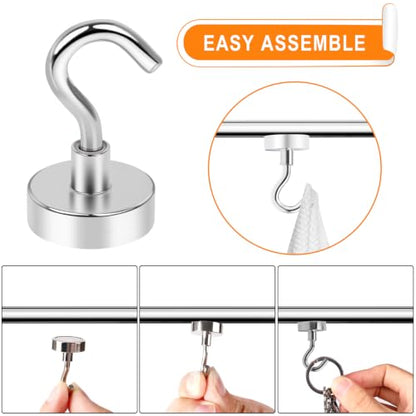Magnetic Hooks 30Lbs+ Strong Magnetic Hook for Cruise Cabins (Silver / 4Pack-30LB)