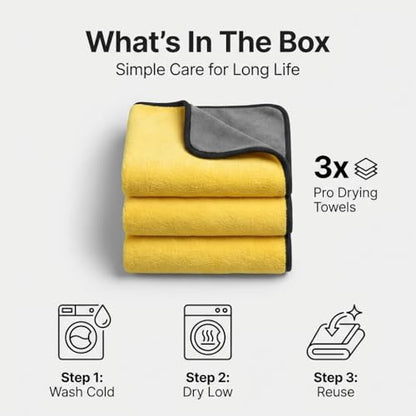Microfiber Towels for Cars (15.7" x 15.7" - 3 Pack)