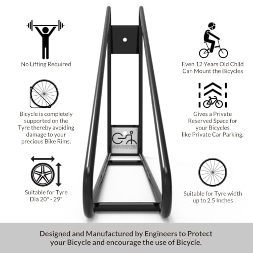 Bike Wall Mount Vertical Bike Hanger for Home Space Saving Rack Storage Mount for Garage or Home Bicycle Holder for Mountain Bikes Road Bikes Holds up to 77lbs Black (Black / 2 Bikes)