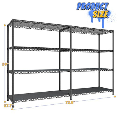 72.8" W Storage Shelves Load 1500LBS (17.7" D x 72.8" W x 59" H)