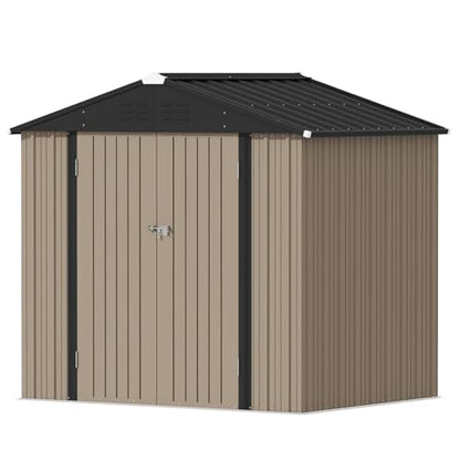 8x6 FT Outdoor Storage Shed (Brown / 8x6 FT)