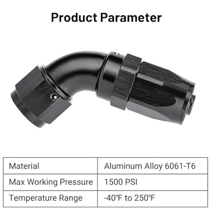 8AN 60 Degree One Piece Full Flow Hose End Fitting Swivel for CPE Braided Hose (8AN / 60 Degree)