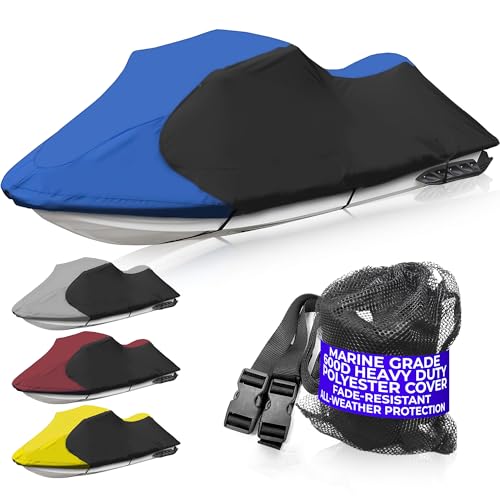 Trailerable Jet Ski Cover Waterproof PWC Cover Fits 103" (Blue/Black / Fits from 103"-115"(1 or 2 seater))