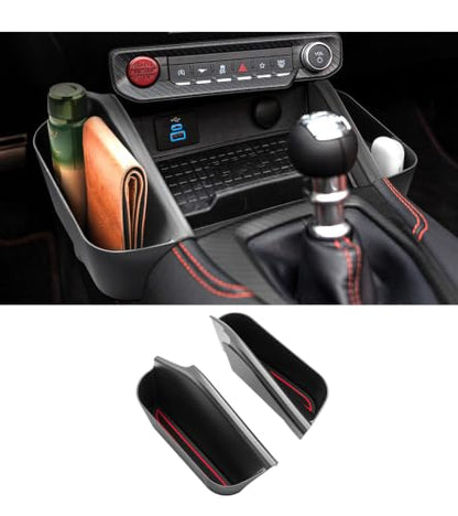 2Pack) 2024 2025 2026 Mustang Center Console Organizer Side Hook-Over, for Ford Mustang All Trims (EcoBoost/GT/Dark Horse), Durable&Anti-Slip ABS Console Tray 2025 2026 Mustang Accessories (Black - Side)
