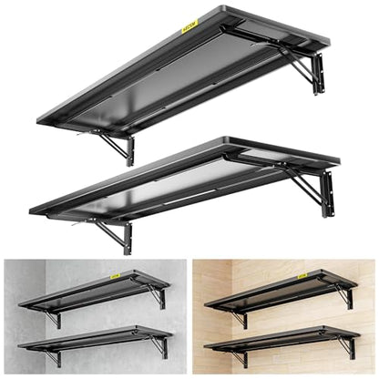 2pack 1.3x4ft Adjustable Rail Type Folding Storage Rack Shelf (1.3x4ft-2pack / Black)