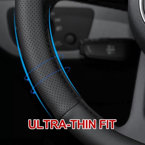 New Nappa Leather car Steering Wheel Cover (Black-1)