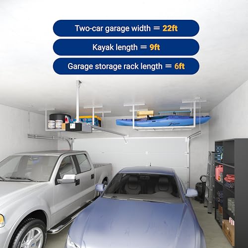 3x6 Overhead Garage Storage Adjustable Ceiling Rack (White / 3x6 ft)
