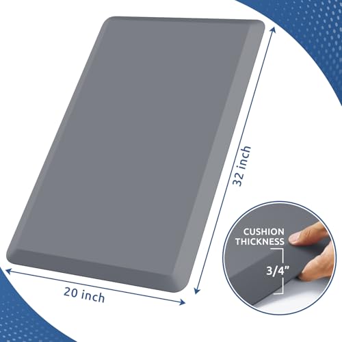 0.8" Thick Kitchen Mat Cushioned Anti Fatigue Rug Comfort Floor Mats (Grey / 32"L x 20"W x 0.8"Th)