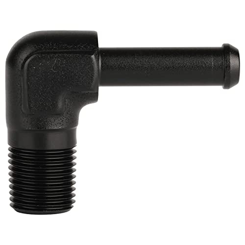 1 8 NPT Male to 1 (1/8 NPT to 1/4 Barb / Black - 90 Degree)